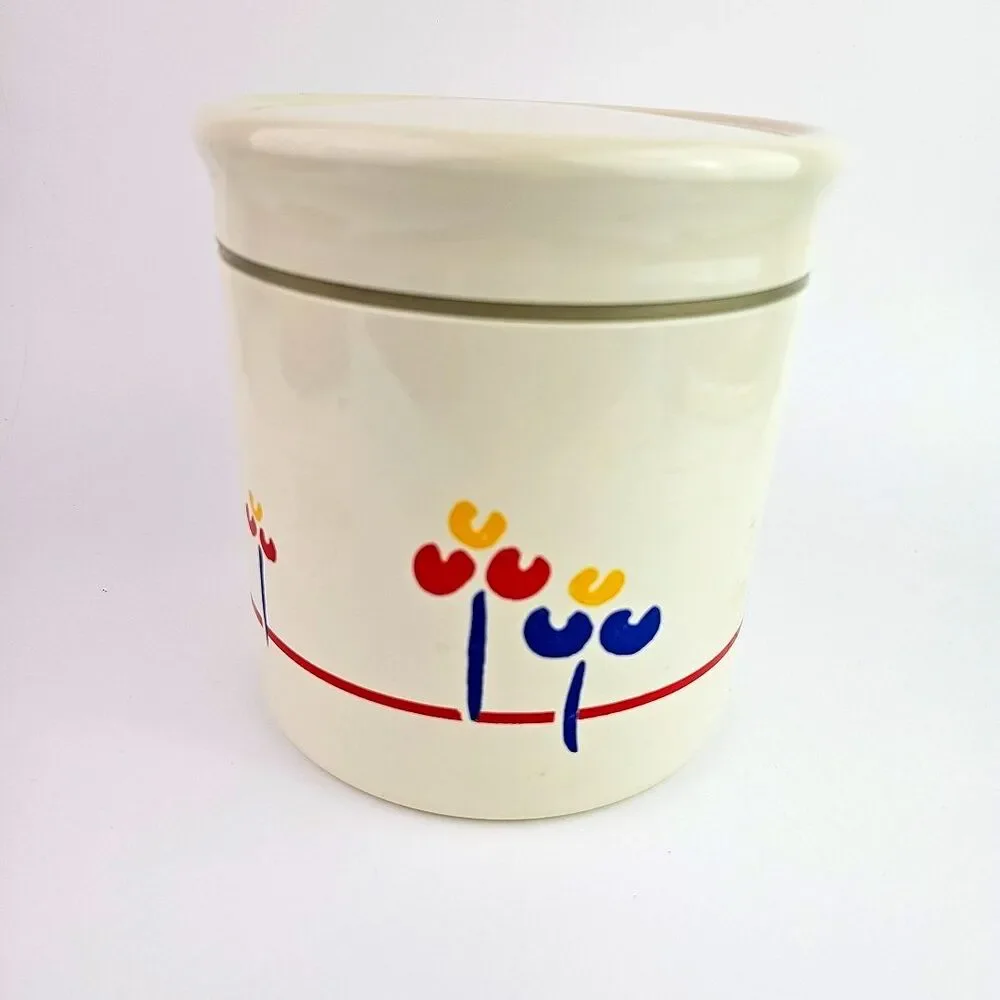 Vintage 70 s Riva Designs Tulips Canister Made in Japan Melamine Plastic 6.50 in